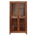 Luxusná koloniálna dvojdverová vitrína Liberia z masívneho hnedého mahagónového dreva so sklenenými policami a zásuvkami 190 cm