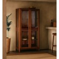 Luxusná koloniálna dvojdverová vitrína Liberia z masívneho hnedého mahagónového dreva so sklenenými policami a zásuvkami 190 cm