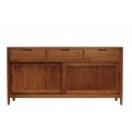Luxusný koloniálny mahagónový hnedý príborník Liberia z masívneho dreva s dvomi posuvnými dvierkami a tromi zásuvkami 170 cm
