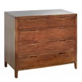 Luxusná moderná komoda Liberia s koloniálnym nádychom z masívneho mahagónového dreva v teplej hnedej farbe s tromi širokými zásuvkami a dvomi úzkymi zásuvkami s úchytkami v obdĺžnikovom tvare