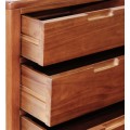 Luxusná masívna mahagónová komoda Liberia s piatimi zásuvkami s minimalistickými úchytkami v hnedej farbe 110 cm