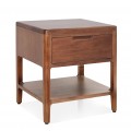 Luxusný koloniálny masívny nočný stolík Liberia v naturálnej hnedej farbe mahagónového dreva so zásuvkou a policou s dlhými nožičkami so zaoblenou vonkajšou hranou