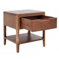 Luxusný moderný nočný stolík Liberia s jednou zásuvkou a policou z masívneho mahagónového dreva v teplej hnedej farbe 45 cm