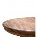 Luxusný masívny okrúhly jedálenský stôl Juviano s medovo hnedou doskou zo suarového dreva a čiernou podstavou 140 cm