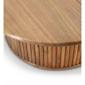 Luxusný koloniálny okrúhly konferenčný stolík Nauru s drážkovanou nohou z mindi dreva v svetlej hnedej farbe 80 cm