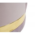 Dizajnová art deco okrúhla taburetka Laurentia s opierkou s ružovým zamatovým poťahom a zlatým detailom 45 cm
