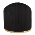 Štýlové art deco čierne okrúhle zamatové kreslo Bellaria so zlatými detailmi a štvorcovým vankúšom 80 cm