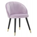 Štýlová glamour konzolová stolička Elveria s fialovým zamatovým poťahom prešívaným operadlom a čiernymi drevenými nohami so zlatým zakončením