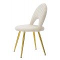Glamour čalúnená krémová jedálenská stolička Celistia so zlatými kovovými nožičkami a vykrojeným operadlom 78 cm