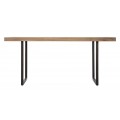 Dizajnový industriálny obdĺžnikový jedálenský stôl Cubilio zo svetlo hnedého akáciového dreva s čiernymi kovovými nohami 175 cm