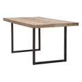 Dizajnový industriálny obdĺžnikový jedálenský stôl Cubilio zo svetlo hnedého akáciového dreva s čiernymi kovovými nohami 175 cm