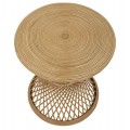 Dizajnový ratanový okrúhly príručný stolík Sumba s podstavou s kosoštvorcovým výpletom v prírodnej hnedej farbe 56 cm