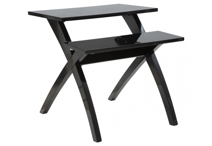 Dizajnov&yacute; modern&yacute; pr&iacute;ručn&yacute; stol&iacute;k Scala s dvomi obdĺžnikov&yacute;mi doskami a leskl&yacute;m čiernym lakovan&iacute;m 60 cm