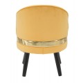 Dizajnové art deco okrúhle kreslo Laurentia s nízkou opierkou so žltým zamatovým poťahom a zlatým detailom 62 cm