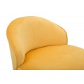 Dizajnové art deco okrúhle kreslo Laurentia s nízkou opierkou so žltým zamatovým poťahom a zlatým detailom 62 cm