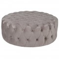 Luxusná chesterfield sivá taburetka Sadie s poťahom zo zamatu s dekoratívnym prešívaním s okrúhlymi gombíkmi okrúhleho tvaru bez nožičiek