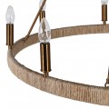 Luxusný moderný okrúhly luster Corinth s mosadznou lesklou konštrukciou a béžovým konopným prvkom s ôsmimi žiarovkami 91 cm