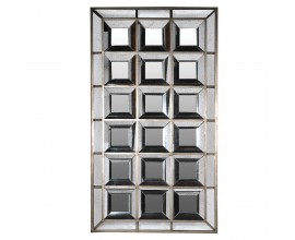 Luxusné vintage zrkadlo Orson obdĺžnikového tvaru s kazetovým dizajnom zloženým z osemnástich menších častí s rámom zo zrkadlového skla s dizajnovou patinou