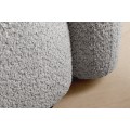 Štýlová art deco trojmiestna geometrická sivá bouclé sedačka Jina s dvomi okrúhlymi a dvomi valcovými vankúšmi 198 cm