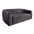 Moderná dizajnová trojmiestna sedačka Alis s oblými opierkami a vertikálnym prešívaním v tmavosivom zamatovom poťahu