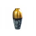 Štýlová art deco vysoká váza Lorentia v zlatej farbe s čiernou patinou a oválnym kovovým telom s vybíjaním 65 cm