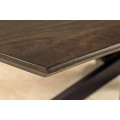 Dizajnový masívny hnedý obdĺžnikový jedálenský stôl Davidson z mangového dreva s kovovými nožičkami 220 cm