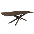 Dizajnový masívny hnedý obdĺžnikový jedálenský stôl Davidson z mangového dreva s kovovými nožičkami 220 cm