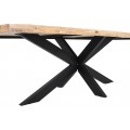 Masívny industriálny obdĺžnikový jedálenský stôl Comedor s hnedou doskou z mangového dreva a čiernymi prekríženými nohami 240 cm