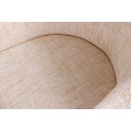 Štýlová art deco ženilková béžová jedálenská stolička Hejdy v oblom tvare s kovovou zlatou nohou 81 cm