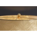 Dizajnová glamour nočná lampa Gambier so zlatým tienidlom so vzorom palmových listov a priehľadnou sklenenou nohou 47 cm