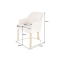 Dizajnová art deco jedálenská stolička Hejdy s opierkami na ruky s menčestrovým béžovým poťahom a zlatou podstavou 81 cm