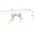 Dizajnový glamour obdĺžnikový jedálenský stôl Arturo s bielou mramorovou doskou a zlatou asymetrickou podstavou 200 cm