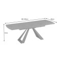 Moderný industriálny rozkladací obdĺžnikový jedálenský stôl Marbleux s atypickými kovovými čiernymi nohami 230 cm