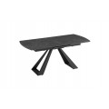 Moderný industriálny rozkladací obdĺžnikový jedálenský stôl Marbleux s atypickými kovovými čiernymi nohami 230 cm