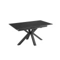 Moderný industriálny obdĺžnikový jedálenský stôl Marbleux s grafitovou čiernou rozkladacou doskou a kovovou podstavou 200 cm