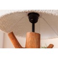 Vidiecka stolná lampa Garcinia s hnedou masívnou nohou s dizajnom konárov a bielym buklé tienidlom 58 cm