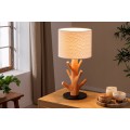 Vidiecka stolná lampa Garcinia s hnedou masívnou nohou s dizajnom konárov a bielym buklé tienidlom 58 cm