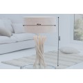 Dizajnová vidiecka stolná lampa Cara s organickou podstavou z naplaveného dreva a ľanovým tienidlom béžová 62 cm
