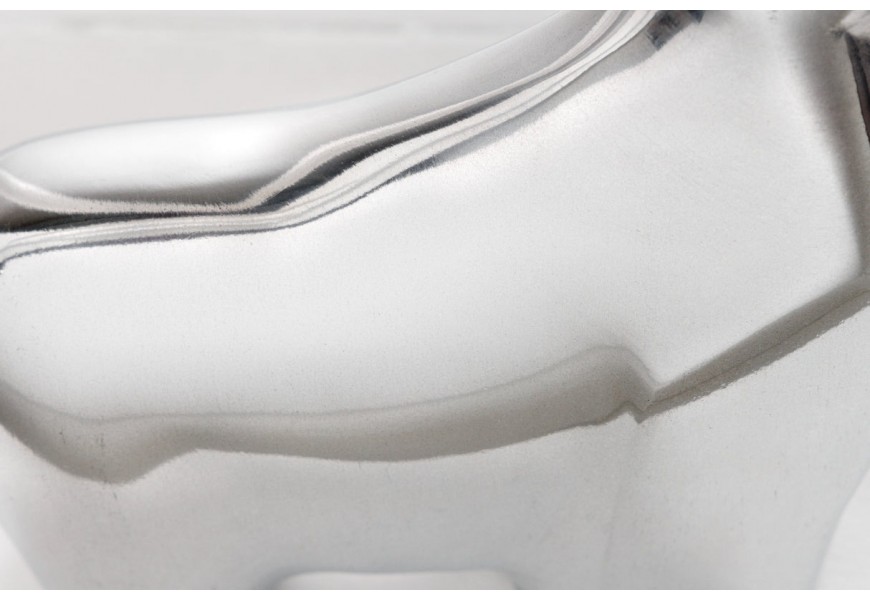 Štýlové glamour extravagantné ťažítko Bull v podobe býka v striebornej chrómovej farbe s hladkým lesklým povrchom 16 cm 