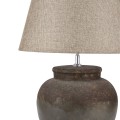 Dizajnová vintage stolná lampa Casangelo s dizajnom starožitného kameňa v hnedej farbe s béžovým tienidlom 56 cm