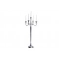 Klasický zámocký vysoký strieborný kovový 5 ramenný svietnik Modern barock s lesklým povrchom 120 cm