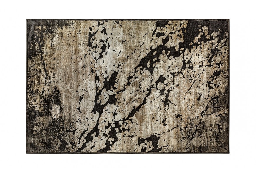 Moderný veľký ženilkový obdĺžnikový koberec Arleth s mramorovým vzorom v hnedo čiernej kombinácii 300 cm 