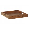 Štýlová vidiecka servírovacia tácka Ciano v hnedej farbe z masívneho dreva v štvorcovom tvare