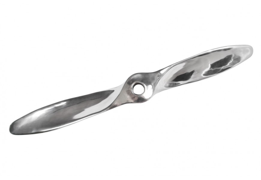 Moderná nástenná závesná dekorácia vrtule Propell v chrómovej striebornej farbe z kovu s hladkým lesklým povrchom