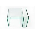 Dizajnový moderný sklenený štvorcový konferenčný stolík Ghost s priehradkou s oblými hranami 50 cm
