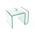 Štýlový moderný konferenčný stolík Ghost z bezpečnostného skla s oblými hranami v štvorcovom tvare
