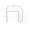 Dizajnový moderný sklenený štvorcový konferenčný stolík Ghost s priehradkou s oblými hranami 50 cm