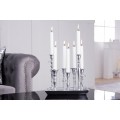 Glamour strieborný svietnik Celeste s obdĺžnikovou podstavou a chrómovými držiakmi na sedem sviečok v art deco štýle 26 cm