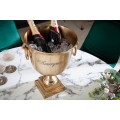 Glamour zlatá nádoba Champagne Royal na šampanské s úchytkami a štvorcovou podstavou so zdobením 40 cm
