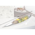 Moderná veľká dekoračná misa na ovocie Leaf z kovu v striebornej farbe s lesklým povrchom v tvare listu 80 cm 